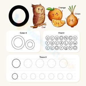 Letter O: Color, Find and Trace