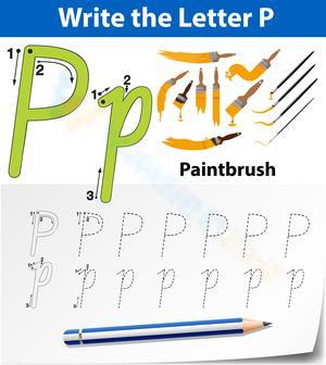 Letter P Worksheet: P is for Paintbrush