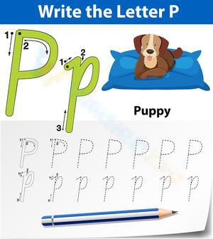 Letter P Worksheet: P is for Puppy