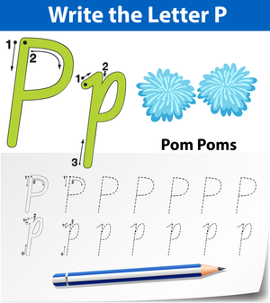 Letter P Worksheet: P is for Poms-poms