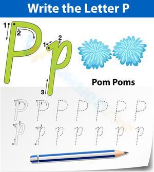 Letter P Worksheet: P is for Poms-poms
