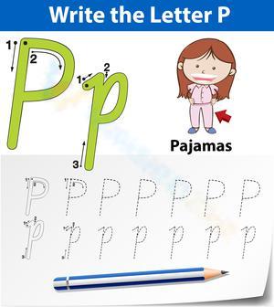 Practice Tracing Letter P for Pajamas 