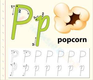 Letter P Worksheet: P is for Popcorn
