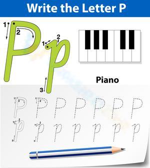 Letter P Worksheet: P is for Piano