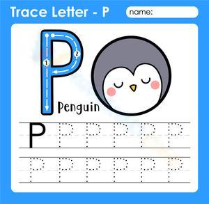Trace Letter P Alphabet Worksheet