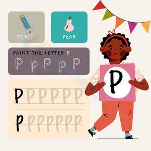 Letter P Handwriting Worksheet for Kids
