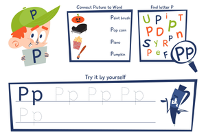 Letter P Tracing Worksheet | Grade 1 Printable