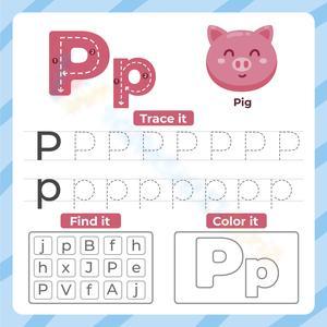 Letter P: Trace, Find, and Color