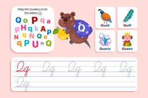 Cursive Q Tracing Worksheet | Grade 2 Printable