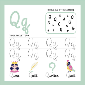 Trace Cursive Letter Q Worksheet