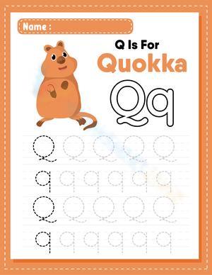 Letter Q is for Quokka Tracing Worksheet