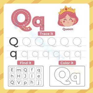 Letter Q: Trace, Find, and Color Worksheet