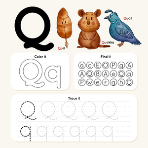 Color, Find, and Trace: Letter Q Worksheet