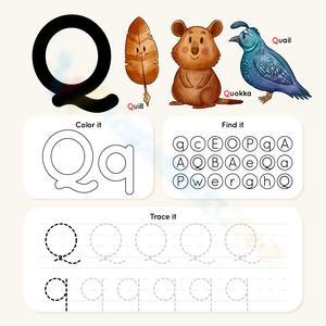 Color, Find, and Trace: Letter Q Worksheet