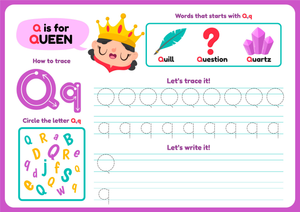 Printable Letter Q Tracing Worksheet | Grade 1