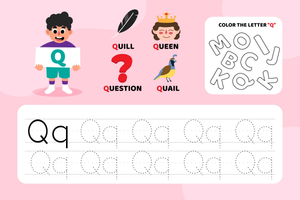 Letter Q Tracing Worksheet | Grade K-1 Printable