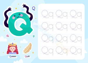 Tracing Letter Q Worksheet