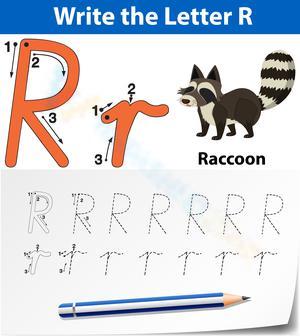 Raccoon-Themed Letter R Practice