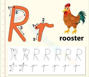 Letter R Worksheet for Kids: Rooster Theme