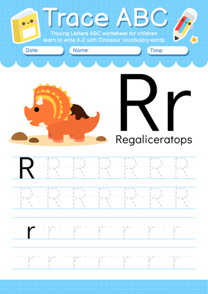 Trace ABC: Letter R Worksheet