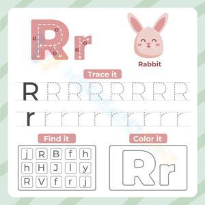 Letter R: Trace, Find, and Color Worksheet