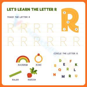 Learn the Letter 'R' Tracing Exercise