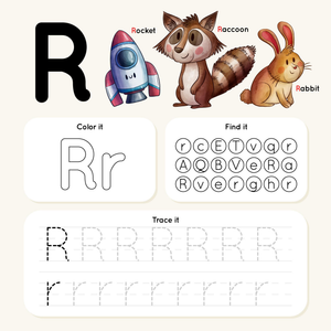 Letter R: Color, Find, and Trace Worksheet