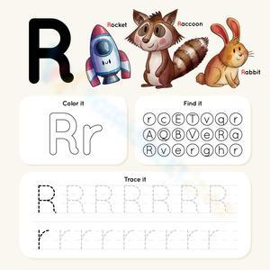 Letter R: Color, Find, and Trace Worksheet