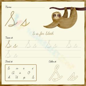 Cursive S: Trace, Find, and Color Worksheet