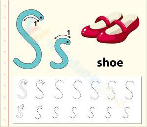 Letter S Tracing Worksheet: S is for Shoe
