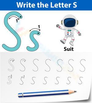 Letter S Space Explorer: Handwriting Worksheet