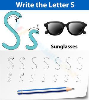 Letter S Tracing: Sunglasses Theme