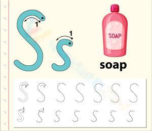 Sudsy Letter S Handwriting Worksheet for Kids