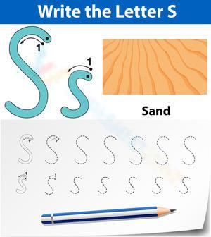 S is for Sand! Handwriting Practice for Worksheet