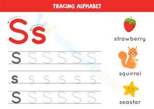 Tracing Alphabet Worksheet-Letter S 