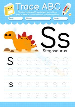Trace the Letter S with Stegosaurus!