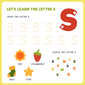 Colorful Handwriting Practice Tracing Letter S