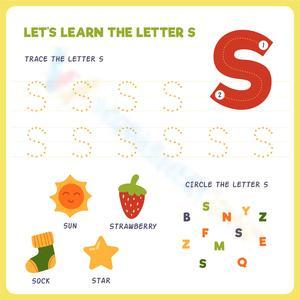 Colorful Handwriting Practice Tracing Letter S