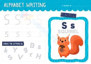 Practice Writing Letter S with Squirrel