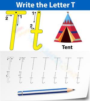 Camping Fun! Letter T Worksheet for Kids