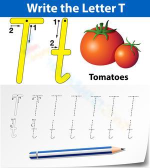 Letter T Writing Practice With Tomatoes
