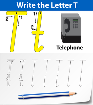 Essential Letter T Cursive Tracing Worksheet | Grade 1