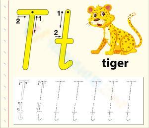 Tracing with Tigers: Letter T Worksheet