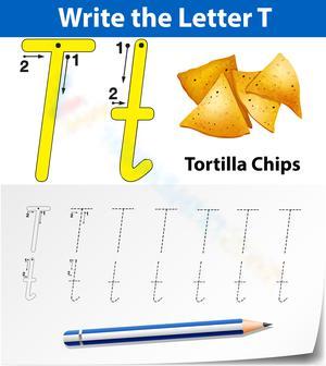 Letter T is for Tortilla Chips Worksheet