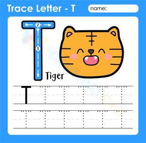 Trace the Letter T with Tiger