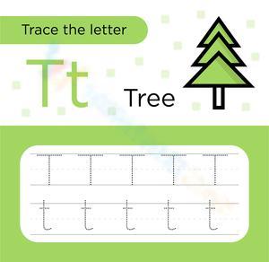 Trace the Letter T - Tree Worksheet