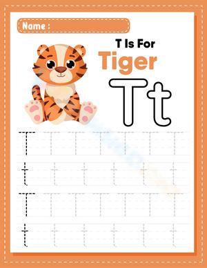Letter T Tracing: T is for Tiger