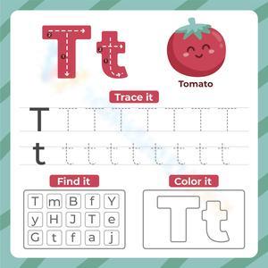Trace, Find, and Color: Letter T Worksheet