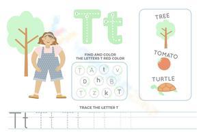 Find, Color, and Trace Letter T