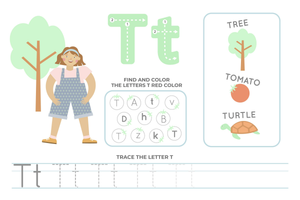 Grade K Letter T — Printable No-Prep Worksheet